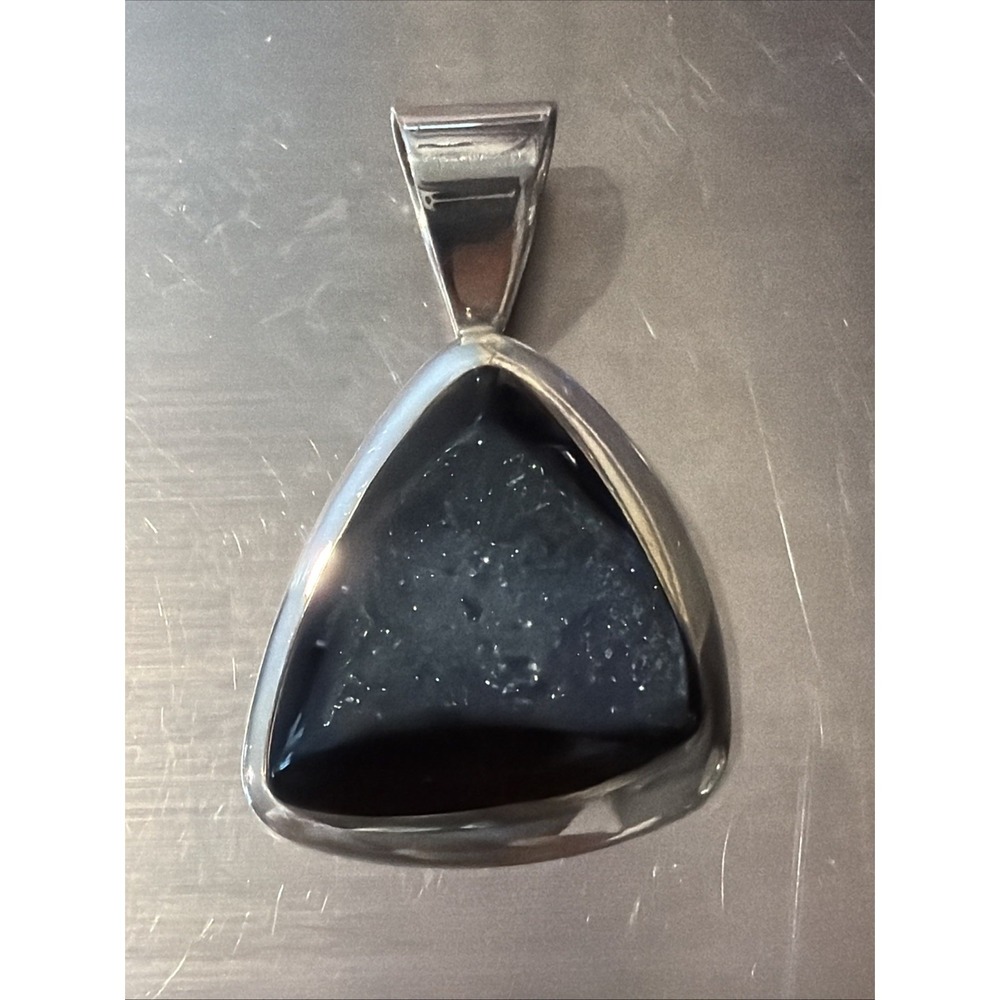 Vtg DTR Jay King Mine Finds 2" Black Druzy Quartz Sterling 925 Pendant‎ 20g
